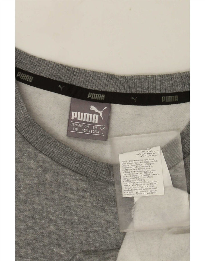 PUMA moletom gráfico masculino jumper grande algodão manchado cinza