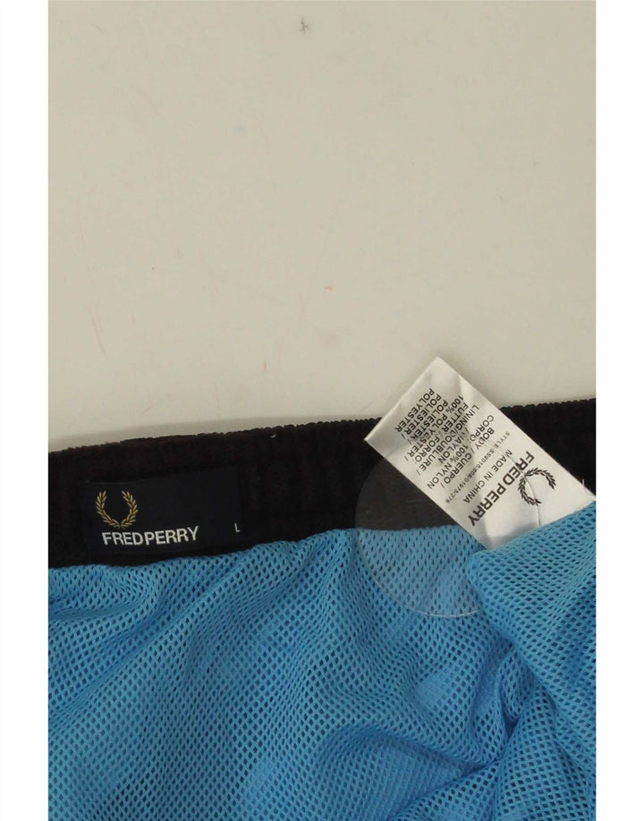 Shorts de natação masculino Fred Perry grande azul colorblock nylon