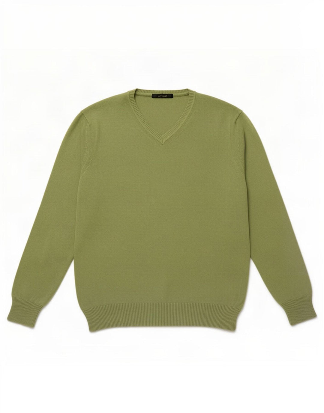 Suéter masculino Zara com decote em V grande algodão verde