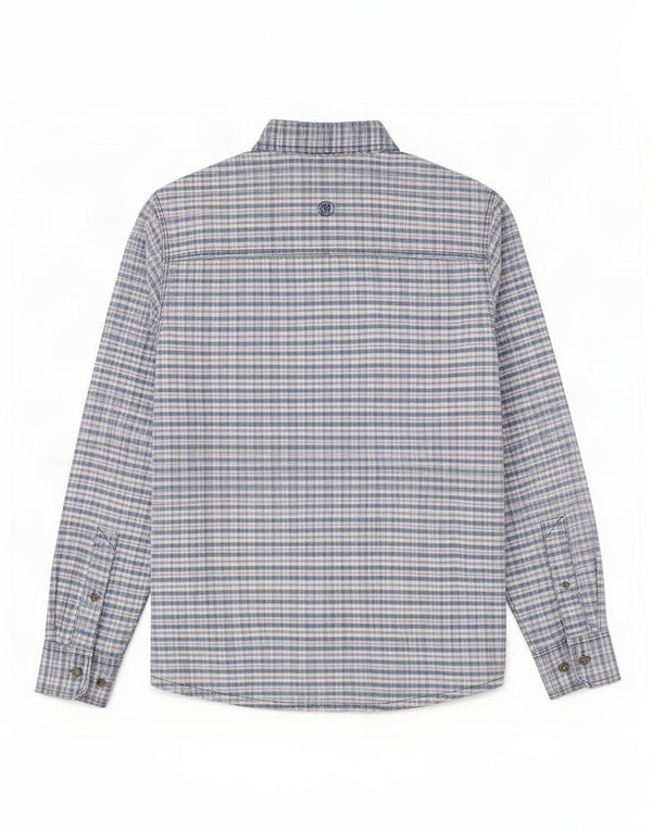 Camisa masculina de ajuste regular Fat Face, algodão xadrez azul pequeno