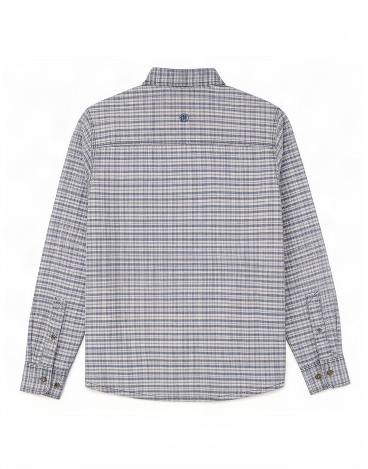 Camisa masculina de ajuste regular Fat Face, algodão xadrez azul pequeno
