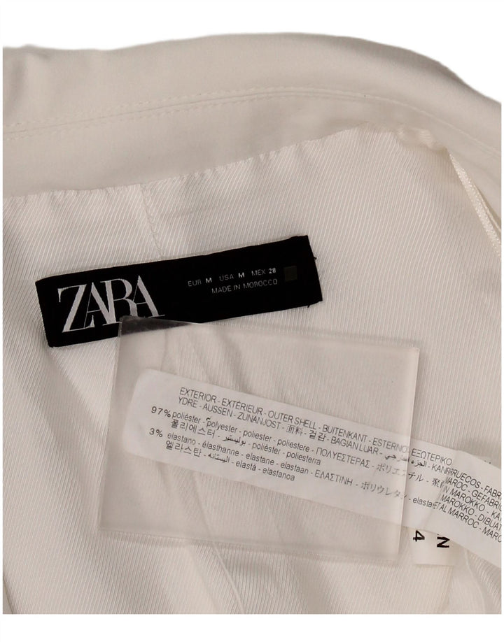 ZARA Jaqueta Blazer Feminina Manga 3/4 Aberta Reino Unido 14 Médio Poliéster Branco