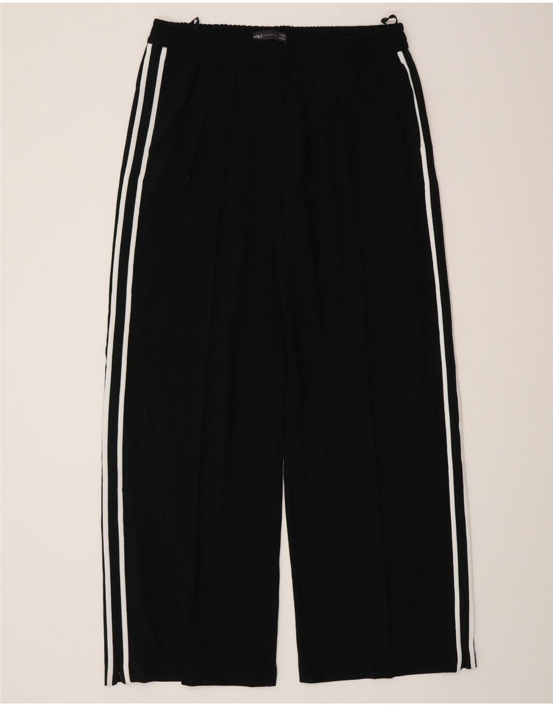Calça de treino feminina Marks & Spencer Reino Unido 14 poliéster preto médio
