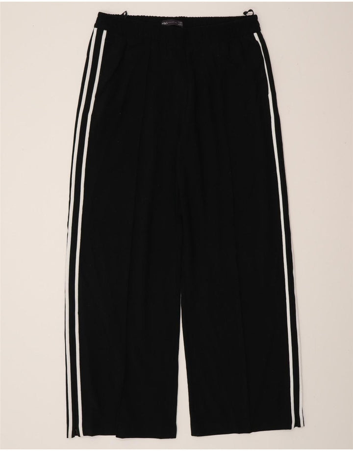 Calça de treino feminina Marks & Spencer Reino Unido 14 poliéster preto médio