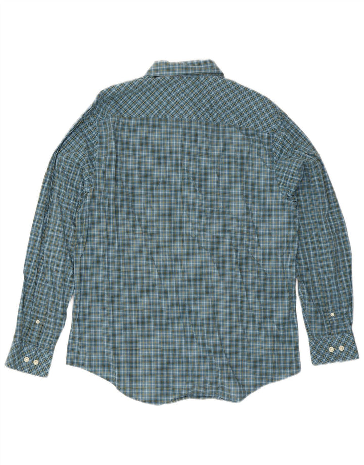 Camisa masculina Timberland grande xadrez azul algodão