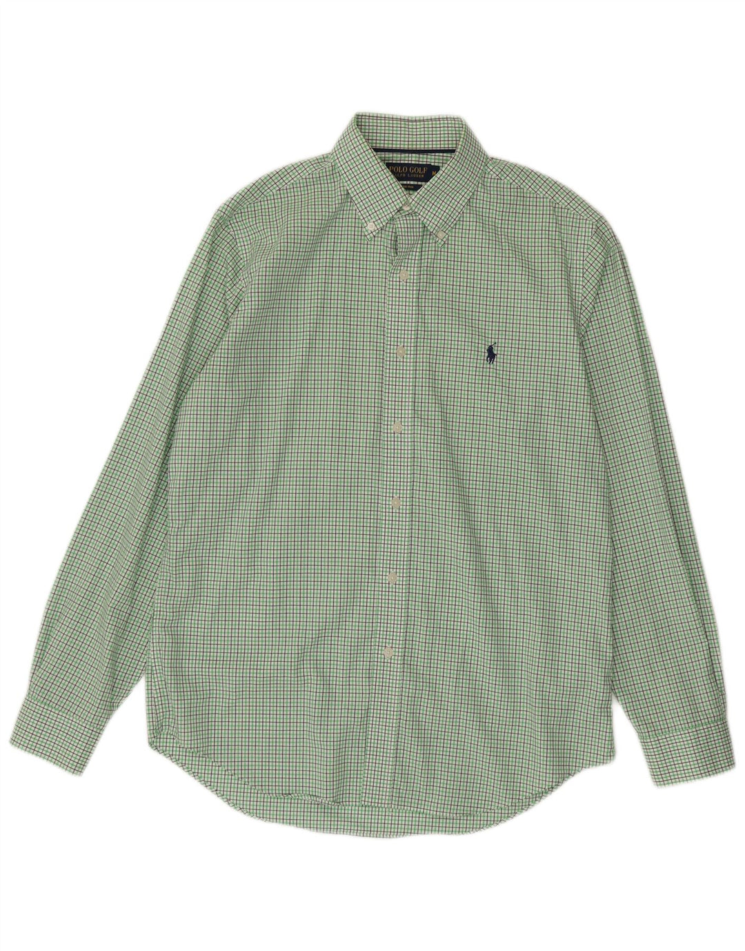 Polo Ralph Lauren Camisa masculina de algodão xadrez verde médio