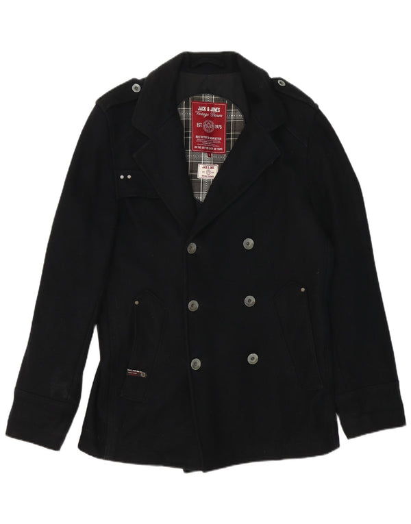Jack & Jones Mens Pea Coat Reino Unido 40 Grande Preto