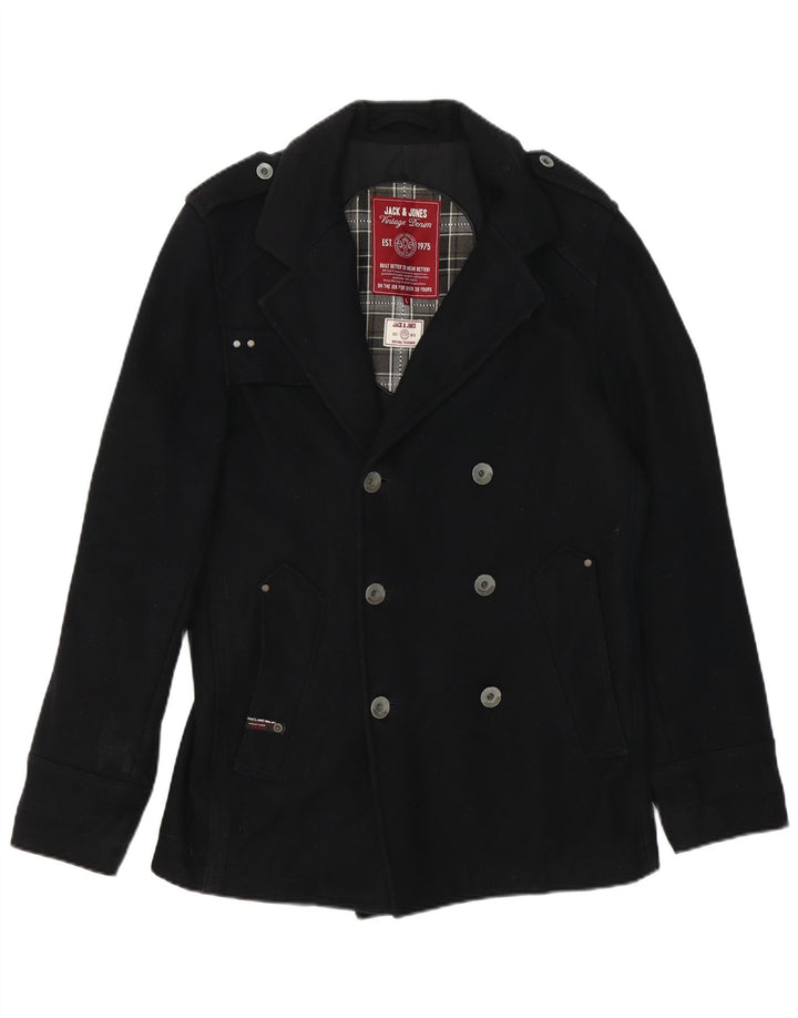 Jack & Jones Mens Pea Coat Reino Unido 40 Grande Preto