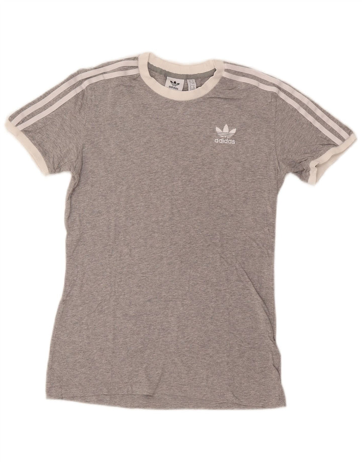 Camiseta feminina ADIDAS UK 8 pequena cinza manchada de algodão