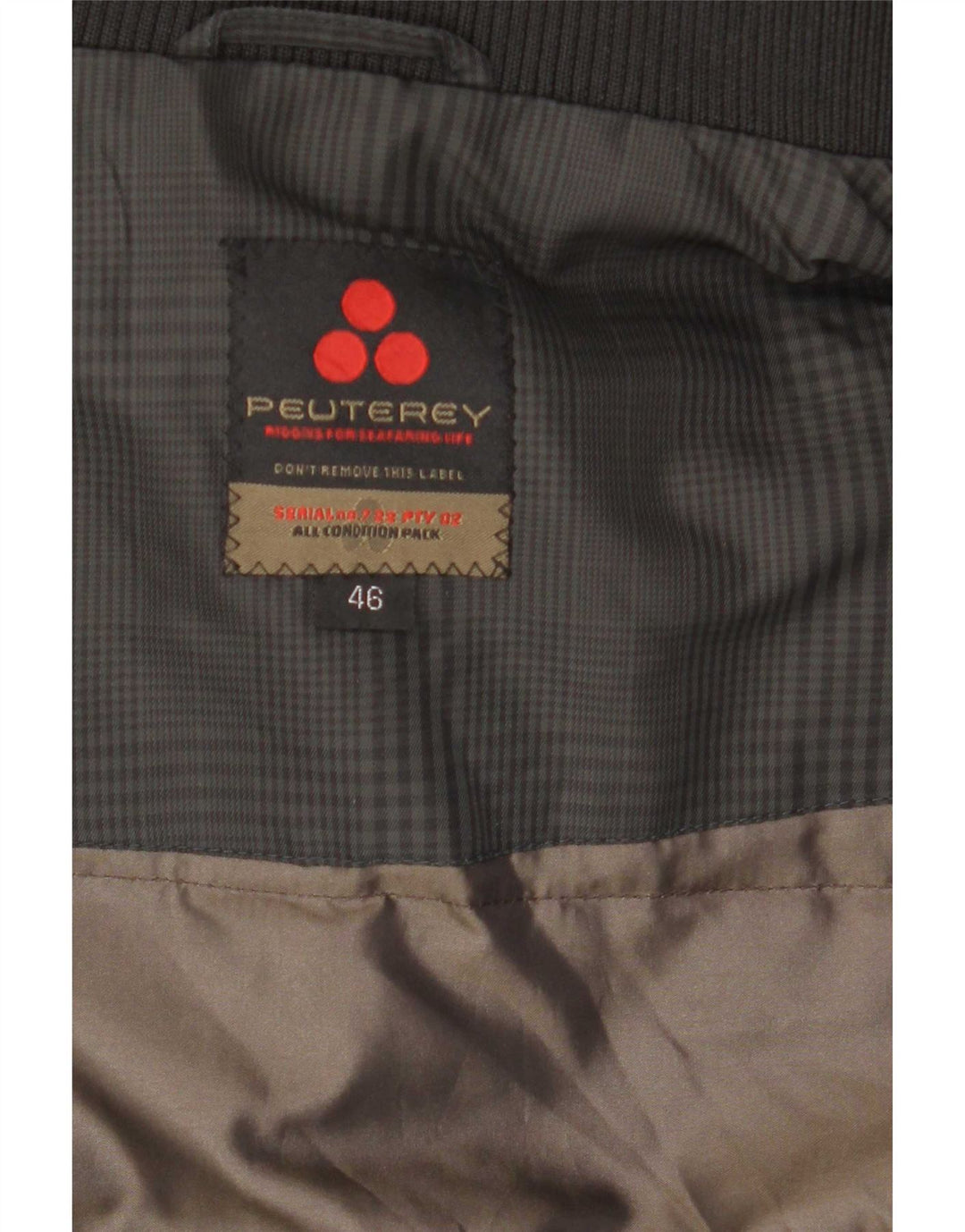 Jaqueta masculina bomber acolchoada PEUTEREY IT 46 pequena cinza houndstooth poliamida