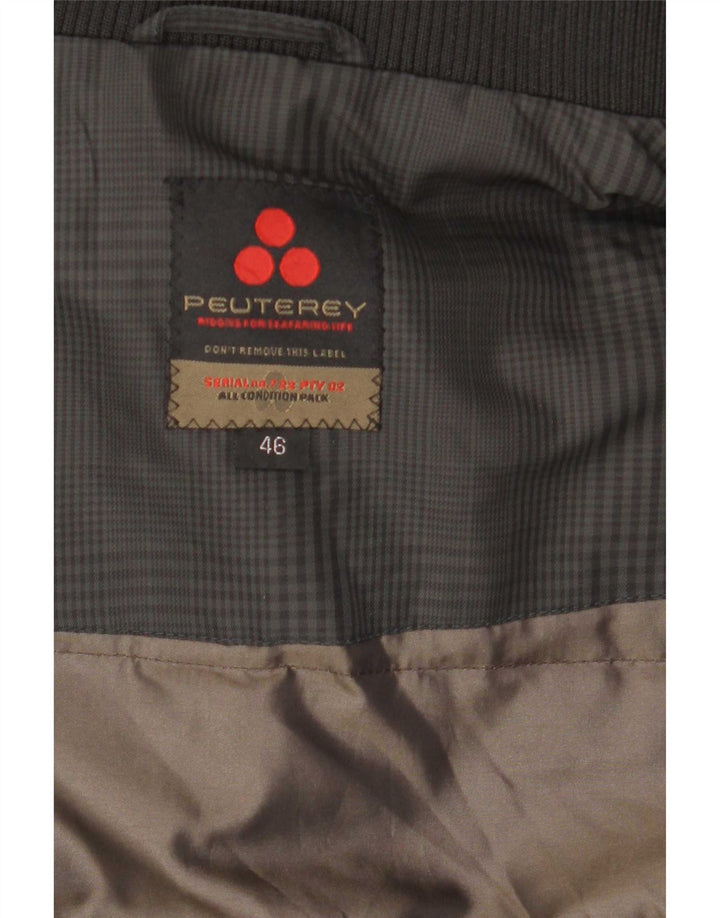 Jaqueta masculina bomber acolchoada PEUTEREY IT 46 pequena cinza houndstooth poliamida