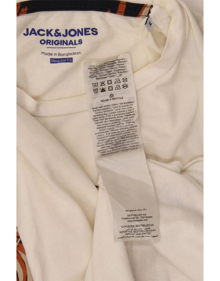 Camiseta masculina Jack & Jones Regular Fit gráfica top médio branco floral