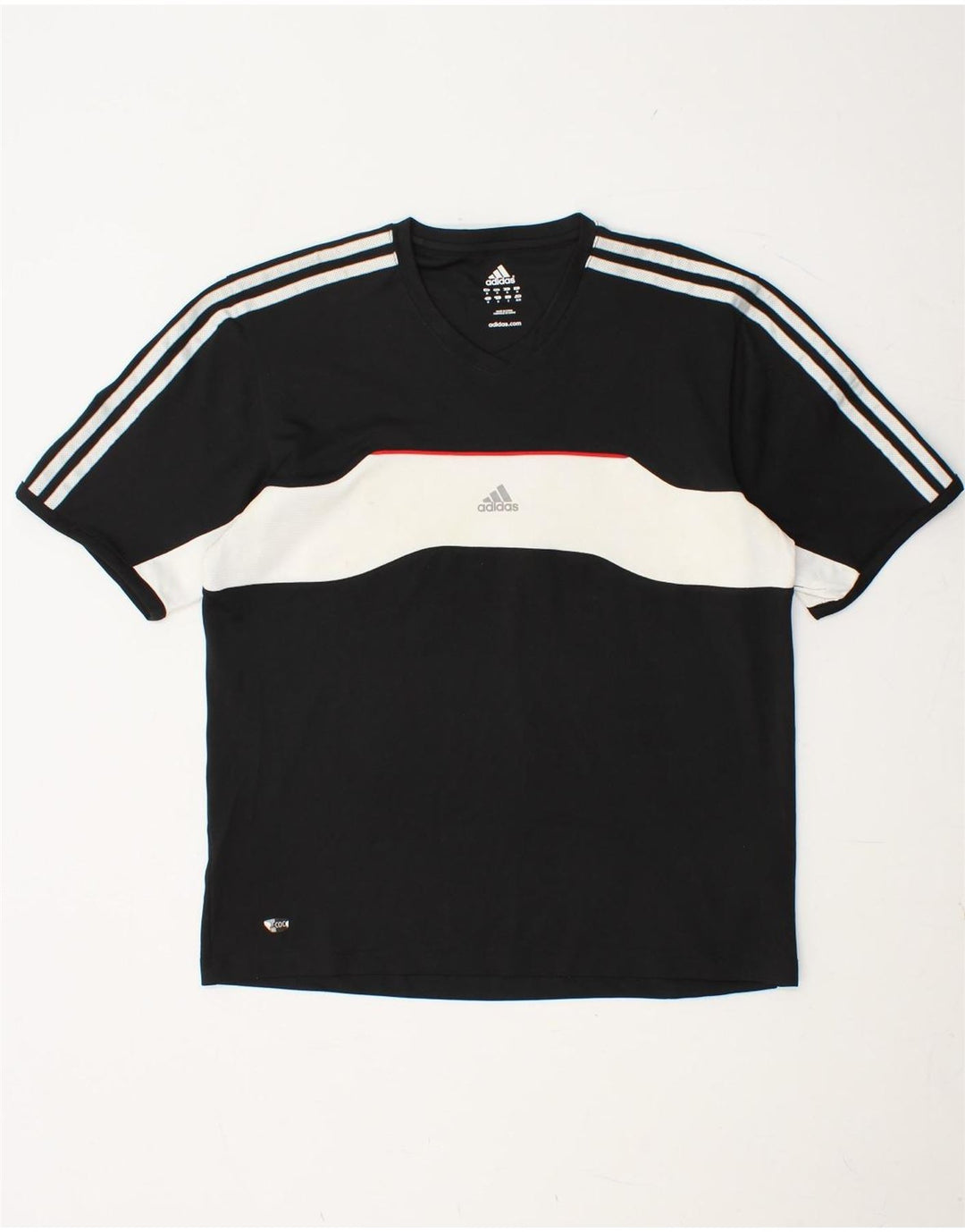 Camiseta masculina ADIDAS Top médio preto colorblock poliéster