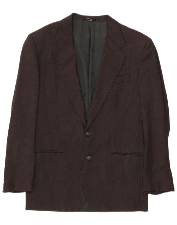 Jaqueta blazer masculina de 2 botões VALENTINO IT 46 pequena lã virgem cinza