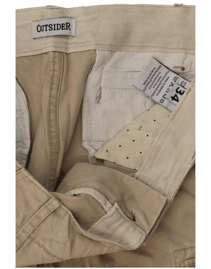 Shorts cargo masculino OUTSIDER W34 grande algodão bege