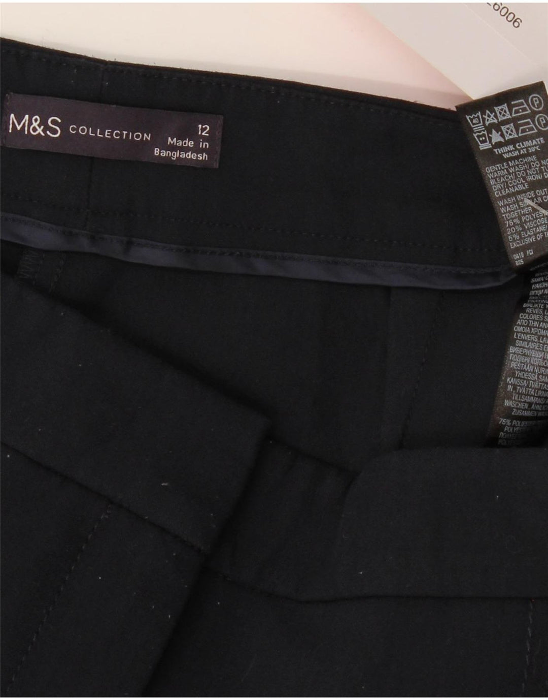 Calça Chino Feminina Marks & Spencer Reino Unido 12 Médio W32 L27 Azul Marinho
