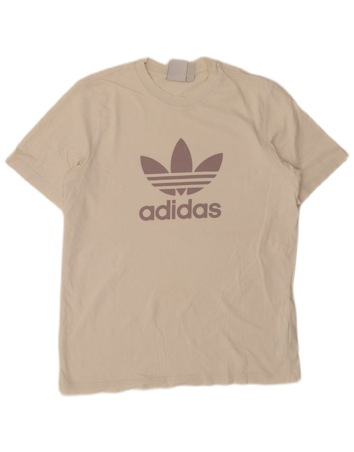 ADIDAS Mens Graphic T-Shirt Top Médio Algodão Branco