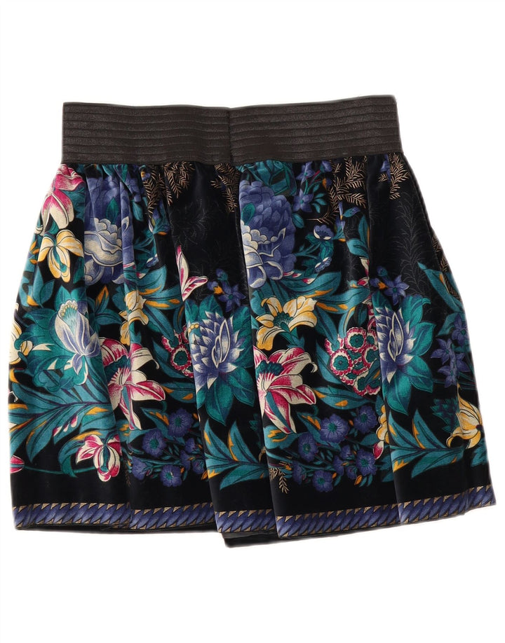 Saia plissada de veludo feminina vintage W26 pequena multicolorida