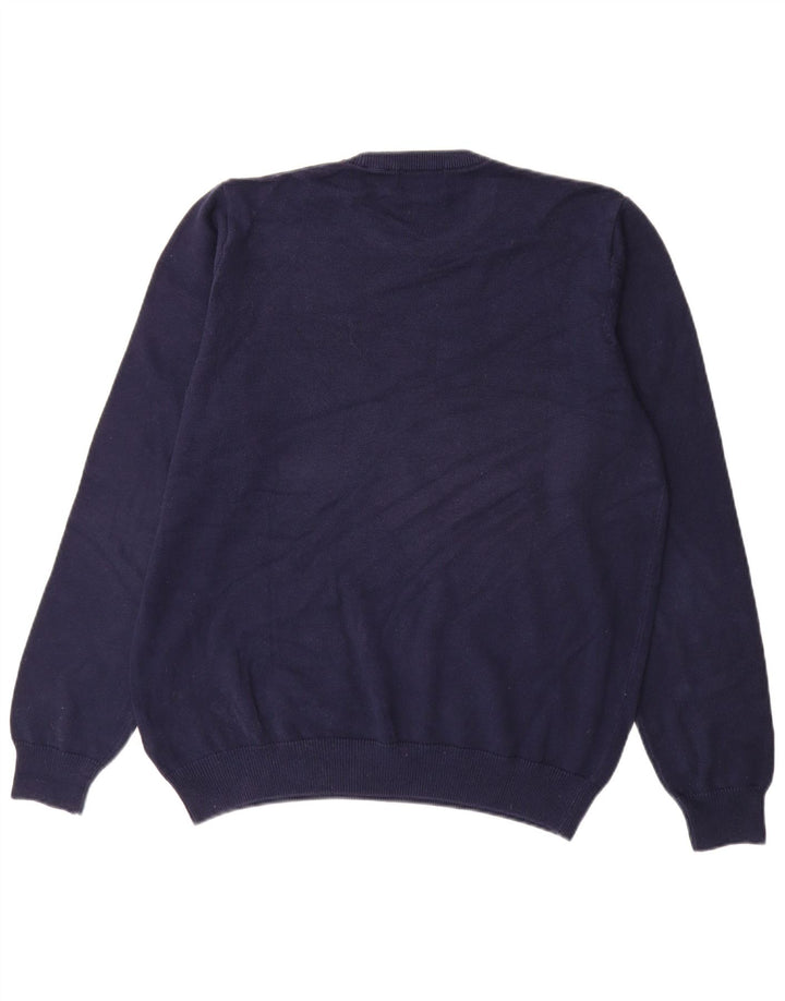 Suéter masculino Marks & Spencer com gola redonda, grande algodão azul marinho