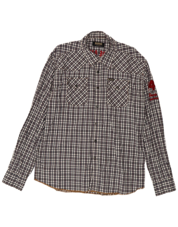 Camisa gráfica masculina Scotch & Soda 2XL algodão xadrez preto