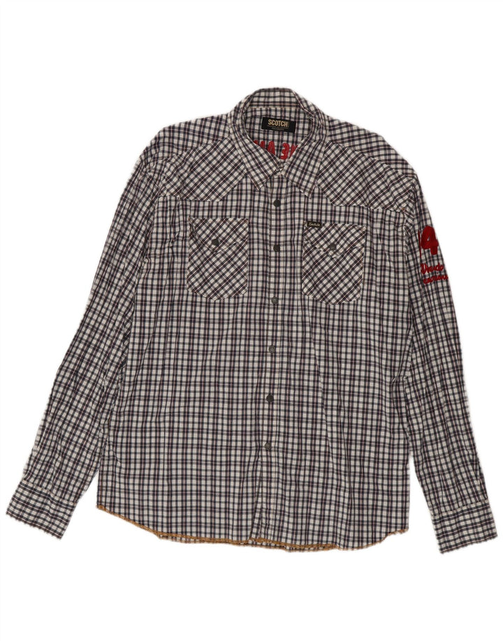 Camisa gráfica masculina Scotch & Soda 2XL algodão xadrez preto
