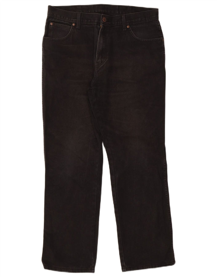 Wrangler Mens Regular Fit Straight Jeans W36 L30 Algodão Preto