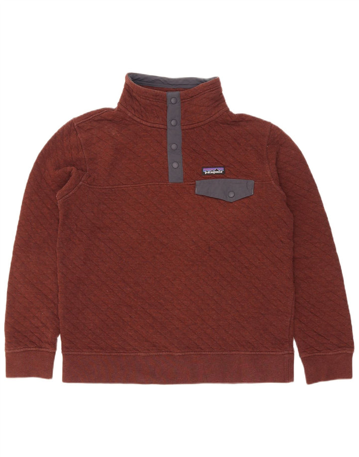 Moletom masculino Patagonia com gola redonda e moletom pequeno de algodão marrom