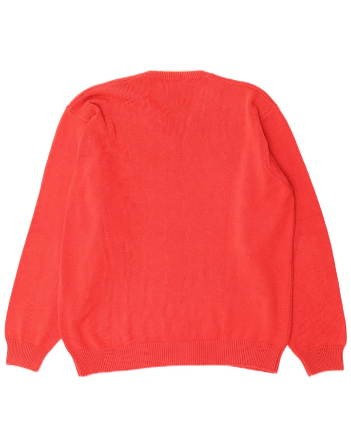 FRED PERRY Suéter masculino com decote em V, algodão vermelho médio