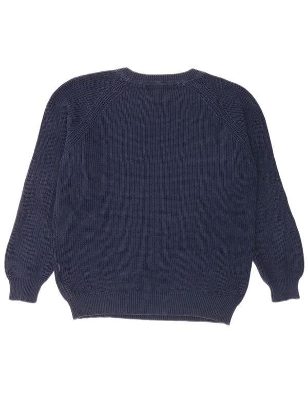 Suéter masculino vintage com pescoço de barco 2XL algodão azul marinho