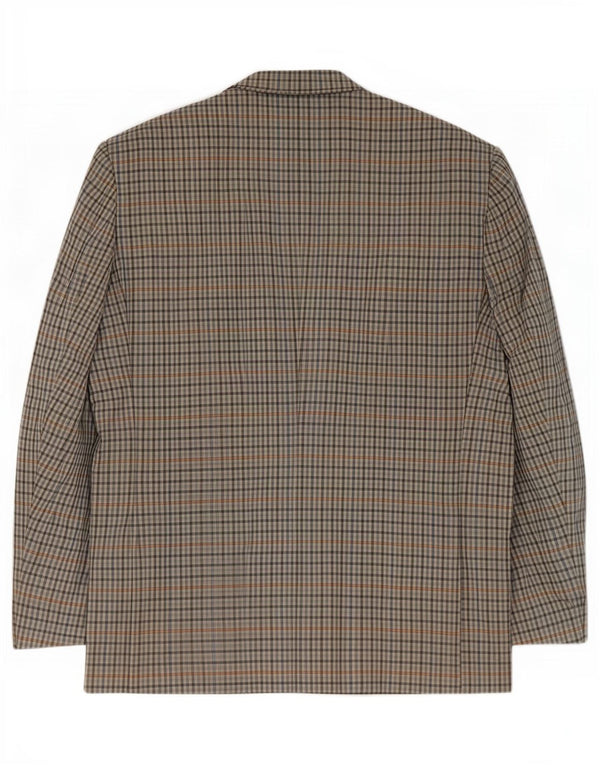 Jaqueta blazer masculina Pierre Cardin com 2 botões Reino Unido 40 grande algodão xadrez cinza