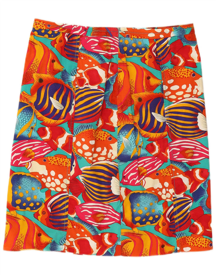 Saia reta de fim de semana feminina MAX MARA Reino Unido 14 grande W30 multicolorido