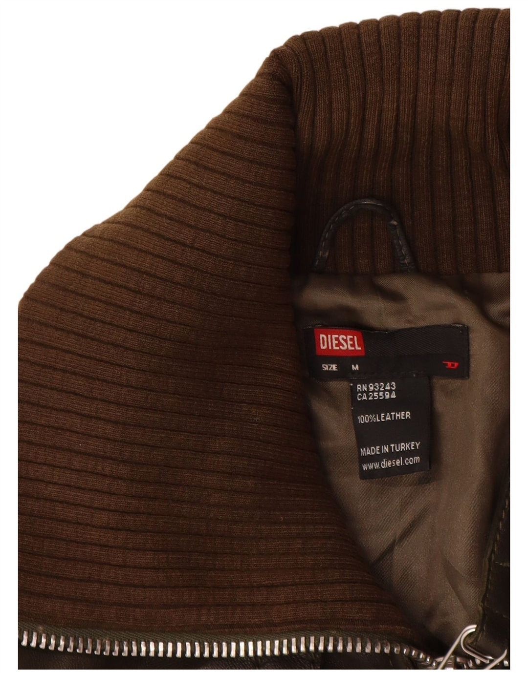 Jaqueta de couro bomber feminina Diesel UK 12 couro marrom médio