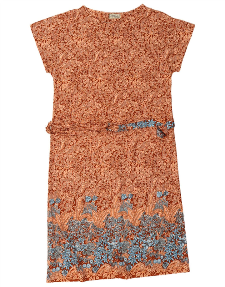 Vestido feminino vintage UK 16 grande marrom floral