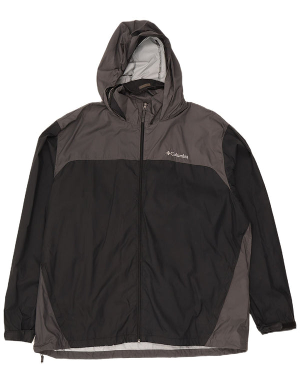 Columbia Mens Hooded Rain Jacket UK 44 2XL Black Colourblock Nylon