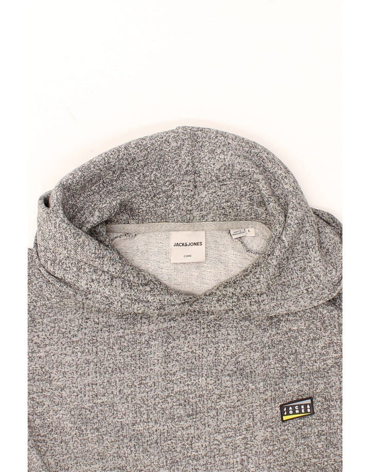 JACK & JONES Mens Slim Hoodie Jumper Large Grey Flecked Cotton Vintage Jack & Jones and Second-Hand Jack & Jones from Messina Hembry 