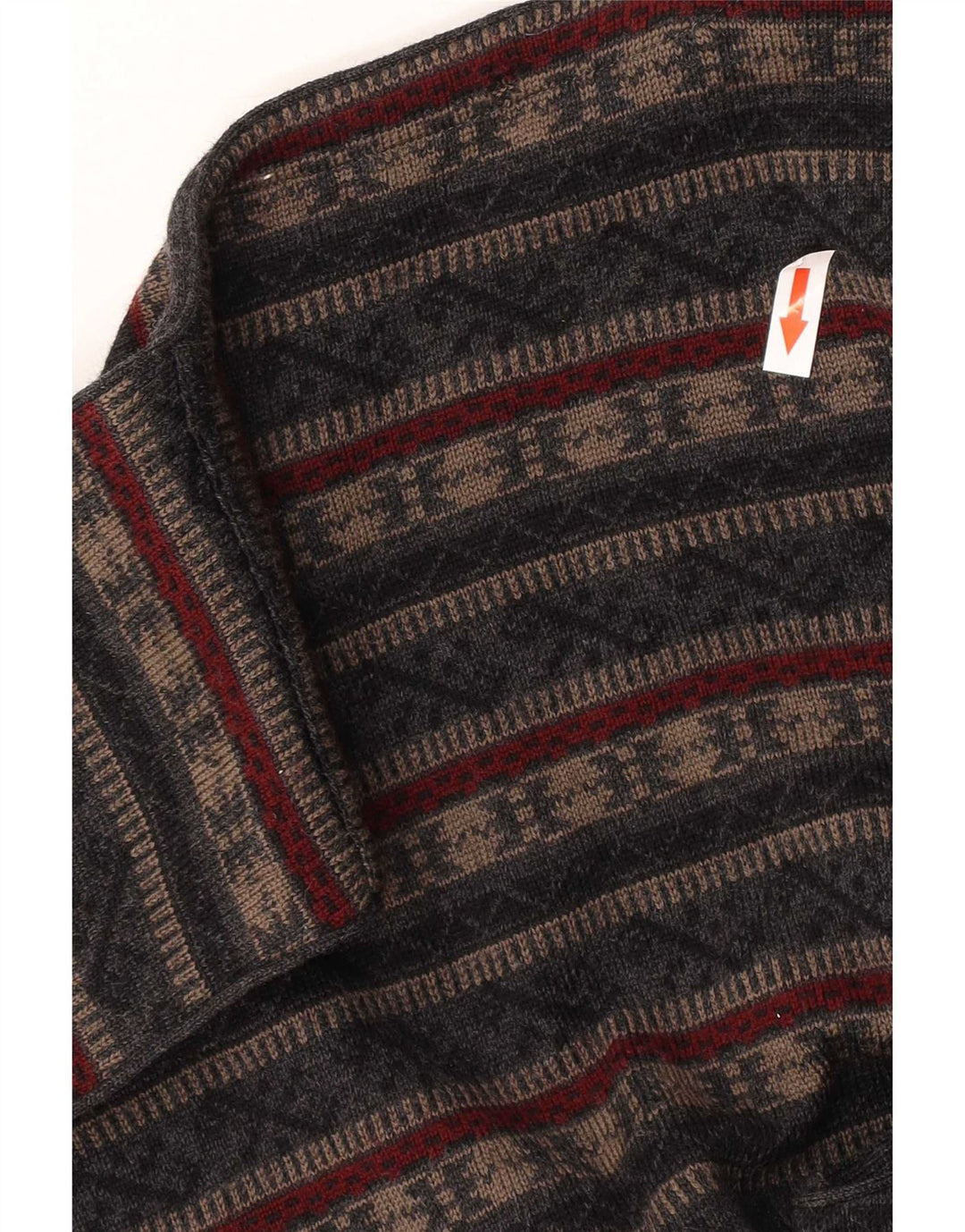 Colete de malha vintage masculino médio cinza Fair Isle Virgin Wool