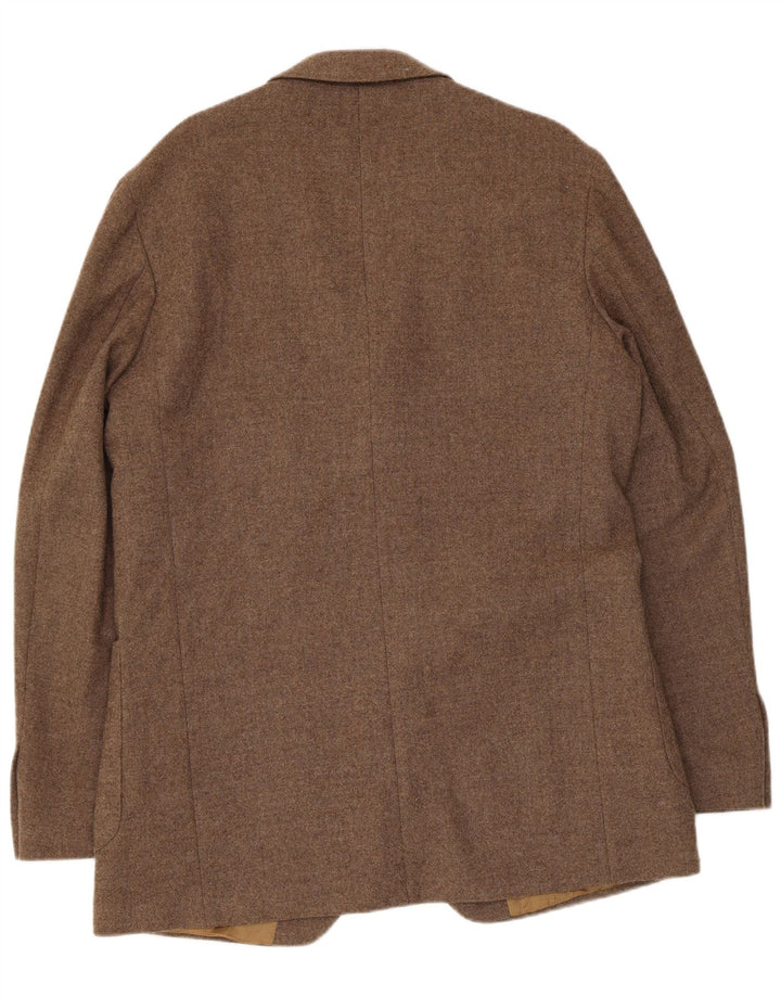 Jaqueta blazer masculina de 3 botões Marks & Spencer Reino Unido 42 grande marrom nova lã