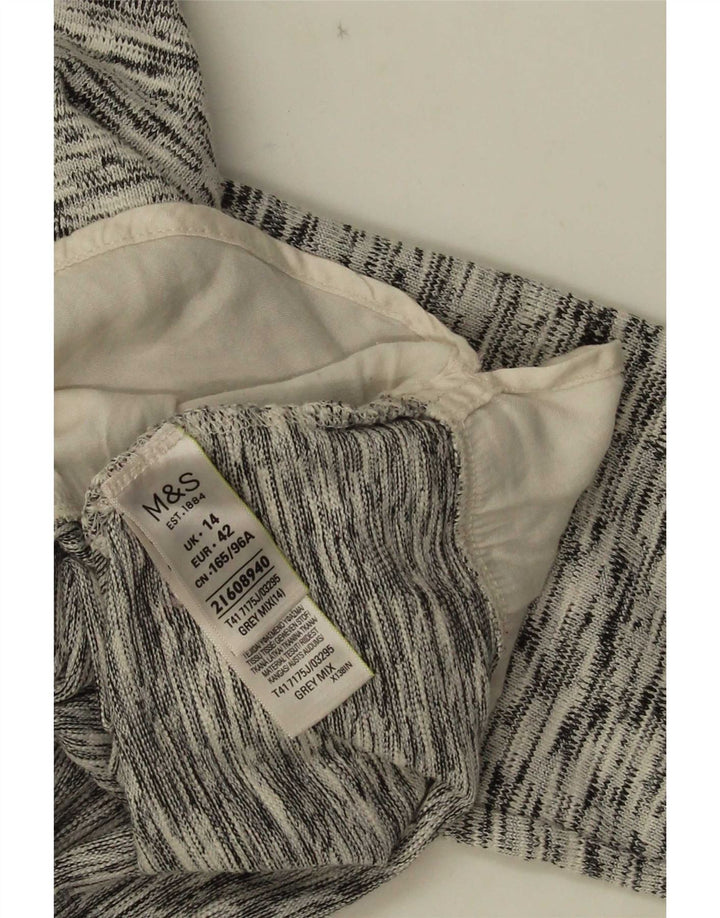 Top feminino Marks & Spencer manga 3/4 Reino Unido 14 grande algodão manchado cinza