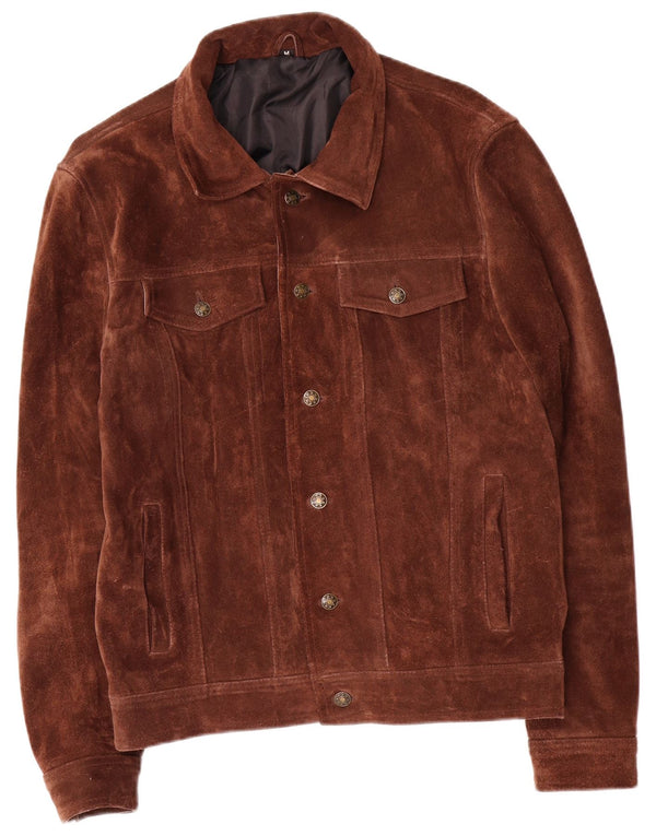 Colete masculino vintage de camurça UK 38 marrom médio