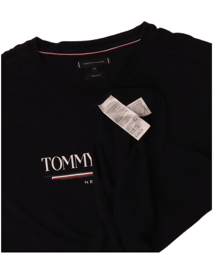 Camiseta masculina Tommy Hilfiger Regular Fit gráfica top 2XL algodão preto