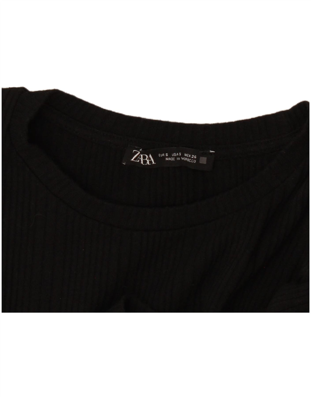 Zara Blusa Feminina Crop Manga Longa Top Reino Unido 10 Pequeno Preto