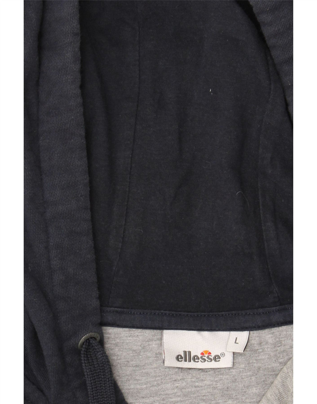 ELLESSE Mens Graphic Zip Hoodie Sweater Large Navy Blue Cotton Vintage Ellesse and Second-Hand Ellesse from Messina Hembry 