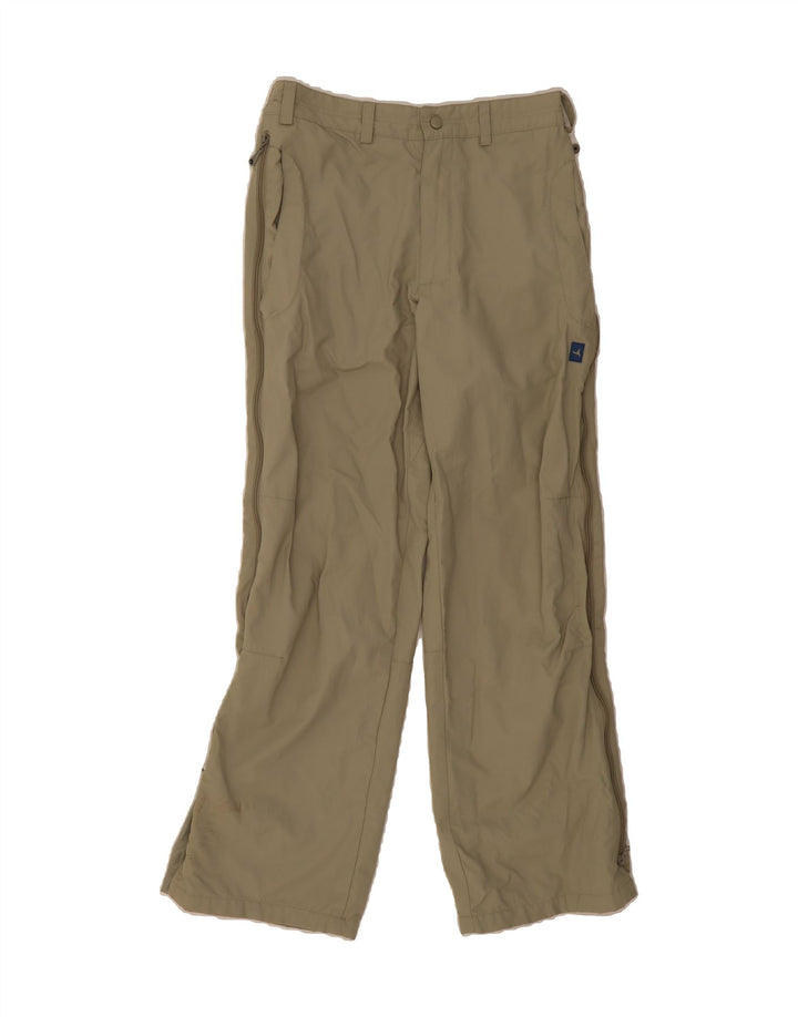 CLOCK HOUSE Womens Straight Windbreaker Trousers W34 L32 Khaki Nylon Vintage CLOCK HOUSE and Second-Hand CLOCK HOUSE from Messina Hembry 