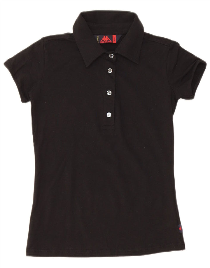 Camisa polo feminina KAPPA UK 8 pequena algodão preto