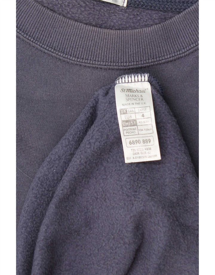 Suéter masculino Marks & Spencer grande algodão azul marinho