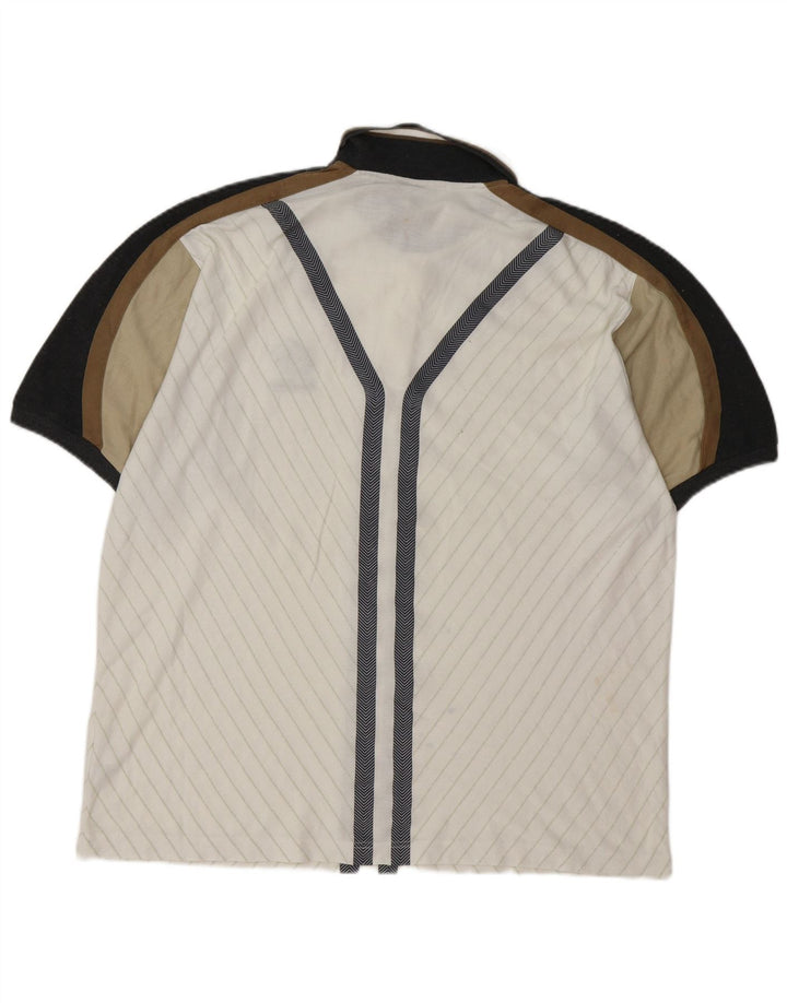 Camisa polo masculina LOTTO XL branca em poliéster colorido