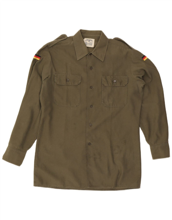 Camisa militar masculina vintage média cáqui