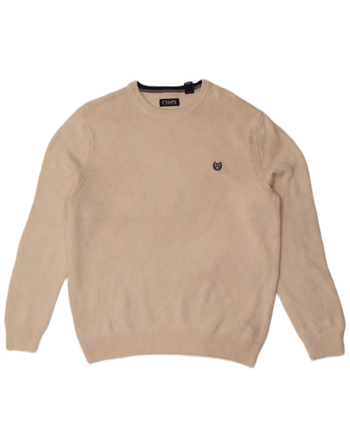 Suéter masculino Chaps com gola redonda, grande algodão branco