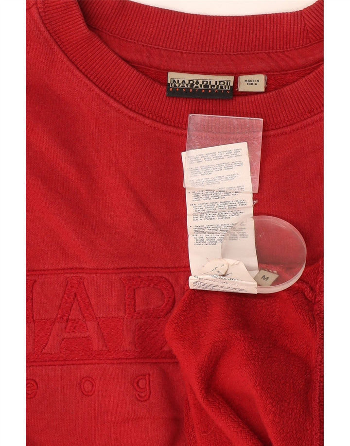 Moletom masculino com estampa geográfica Napapijri, moletom médio de algodão vermelho