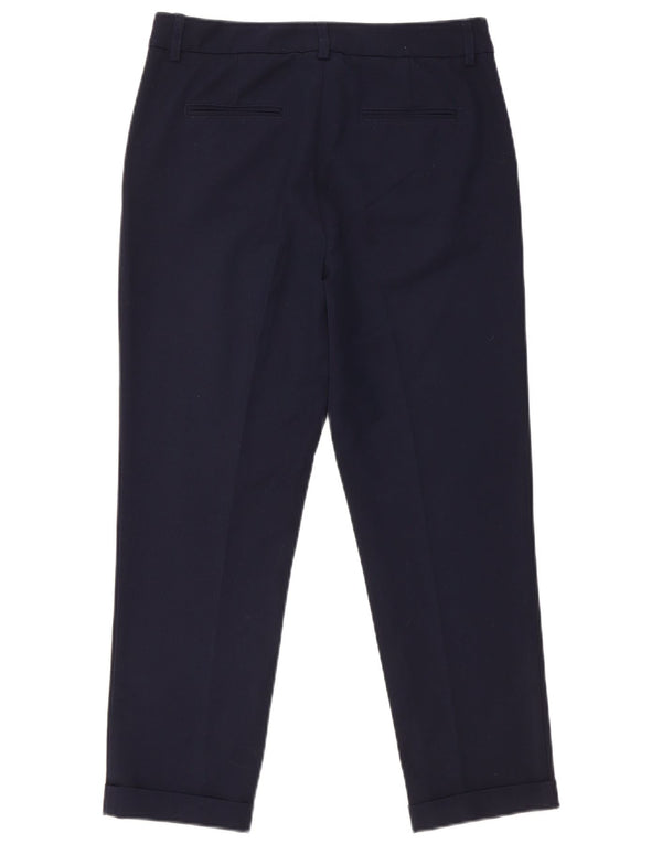 Calças cortadas femininas Benetton UK 8 Small W28 L24 azul marinho poliéster